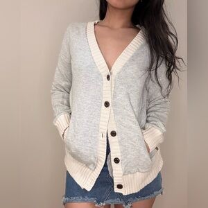Roots Cream and Gray Women's Cardigan Sweater